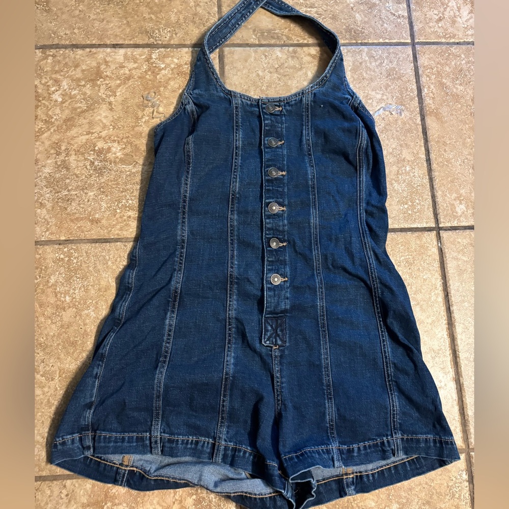 American Eagle Outfitters Dark Blue Halter Romper